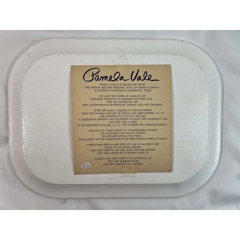 VTG‎ Wooden Snack/Candy/Bread Tray Plate 12” Pamela Vale Handprinted Signed Rare
